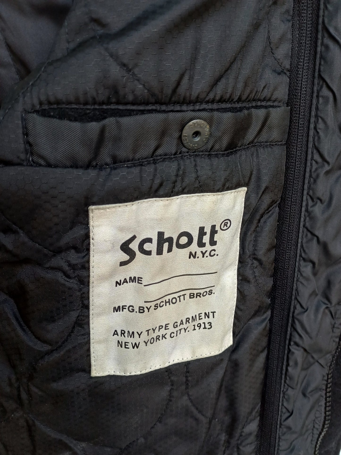 Schott Cyclone 2 Double Zipper Quilted Lining Wool Button Peacoat Mens L