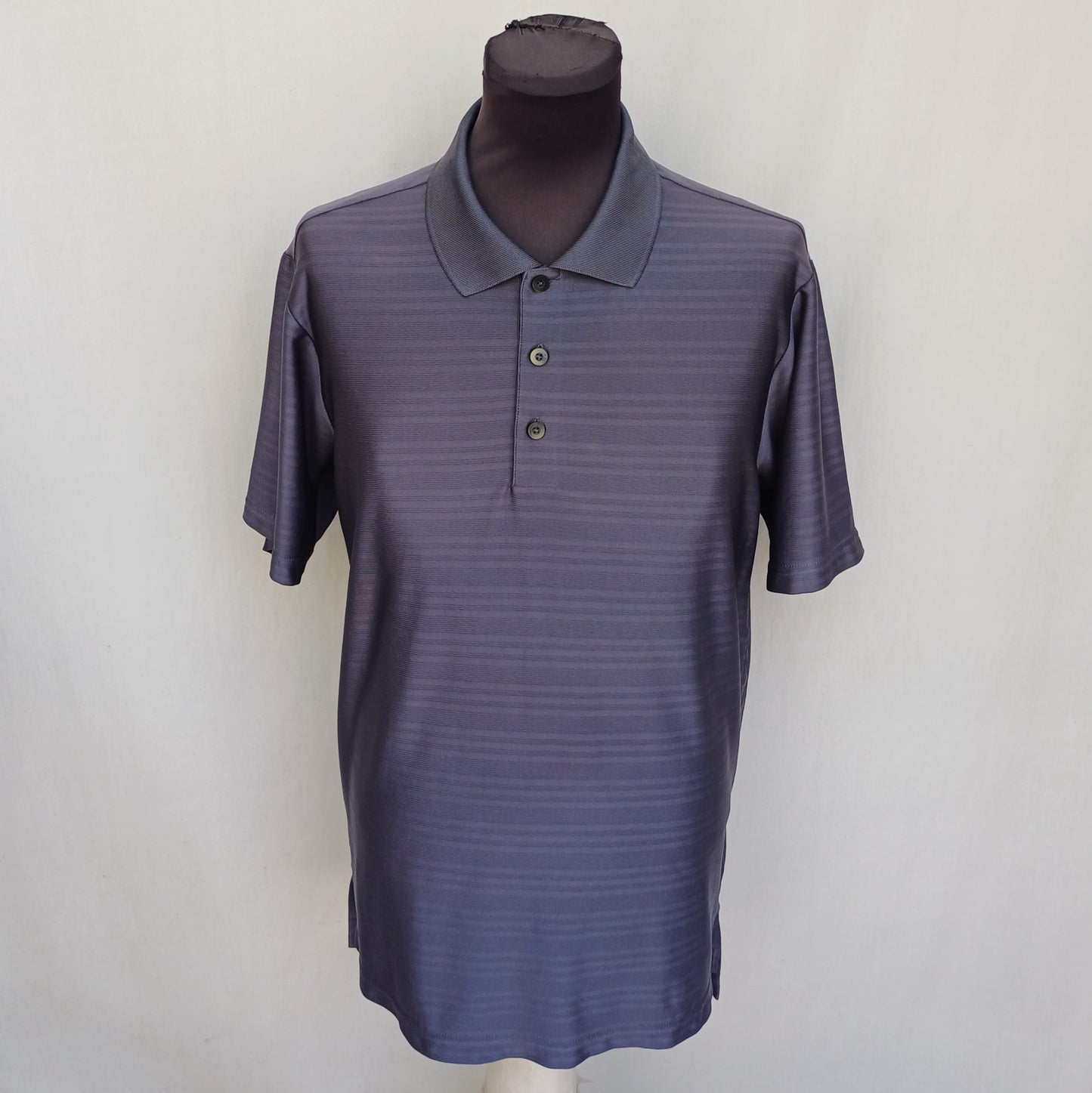 Adidas Climacool Button Striped Golf Polo Shirt Mens L