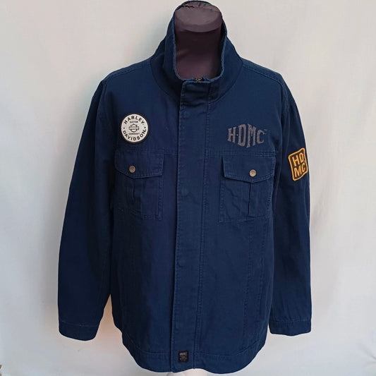 Harley Davidson Canvas Motorcycle Slim Fit Cotton Zip Jacket Mens 2XL