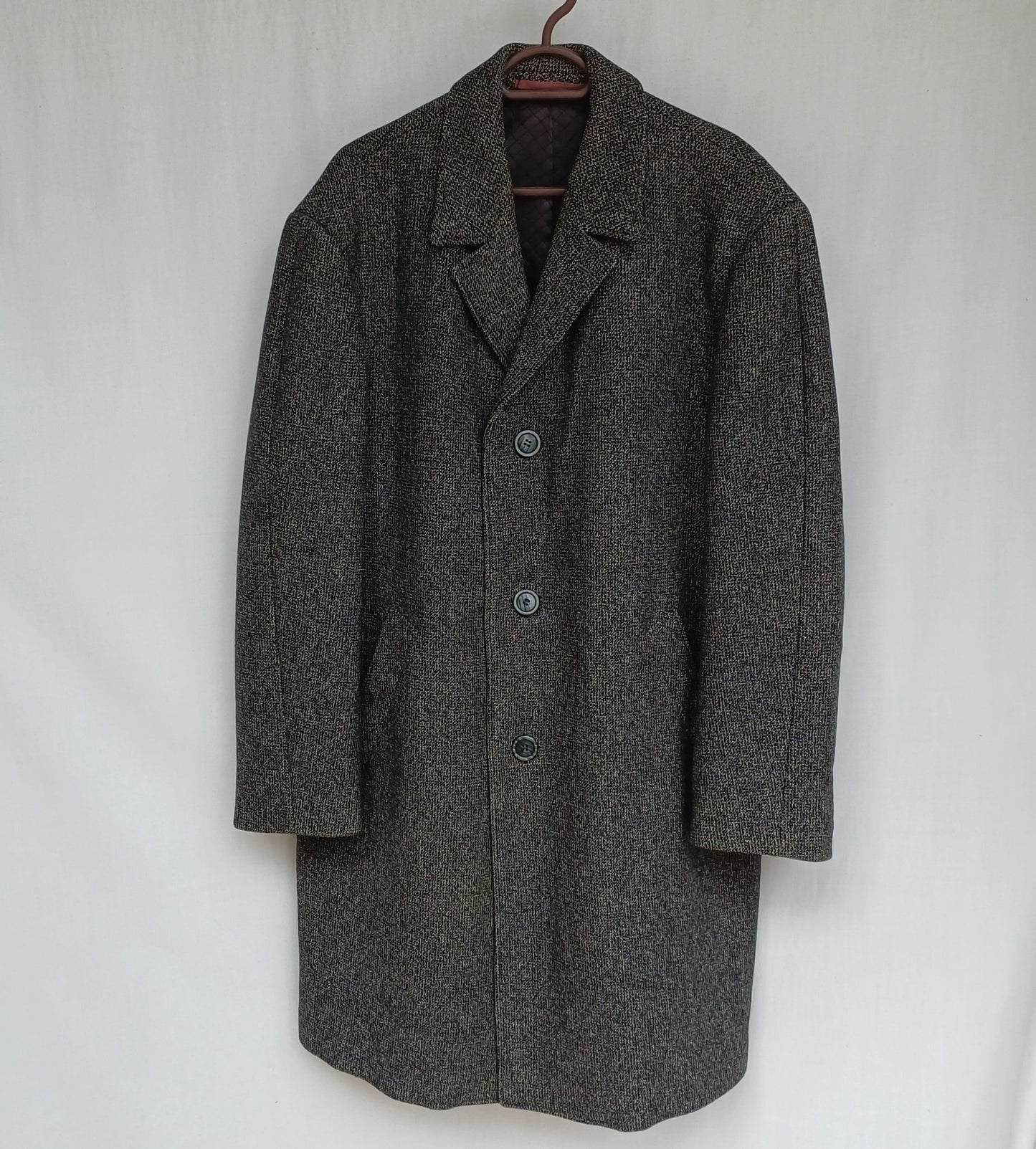 Lambtex Worthy Mens Pure Wool Button Coat Long Overcoat EU 52
