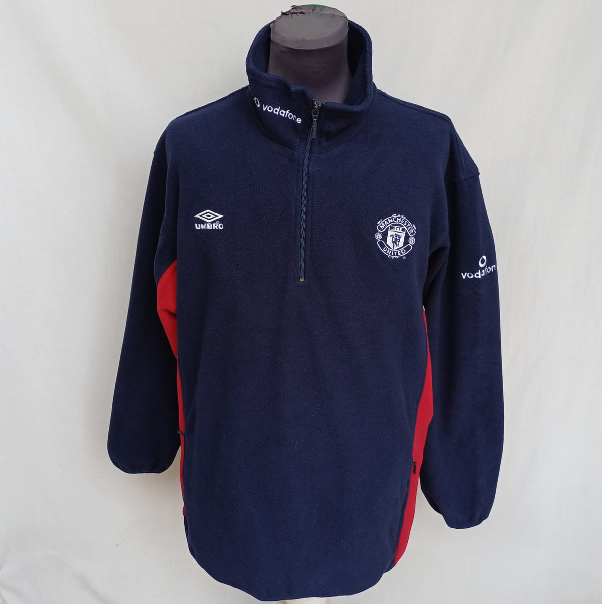 Vintage 2000/01 Manchester United Umbro Fleece Zip Pullover Mens XL