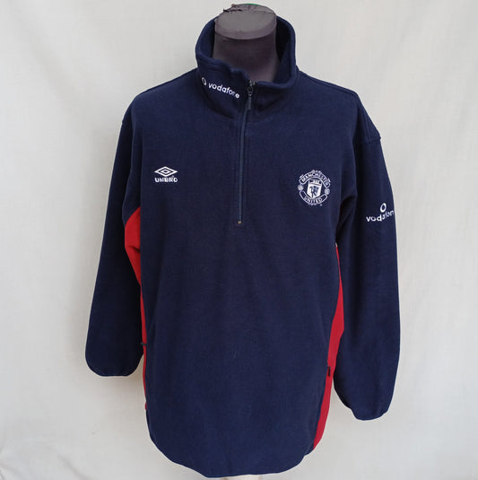 Vintage 2000/01 Manchester United Umbro Fleece Zip Pullover Mens XL