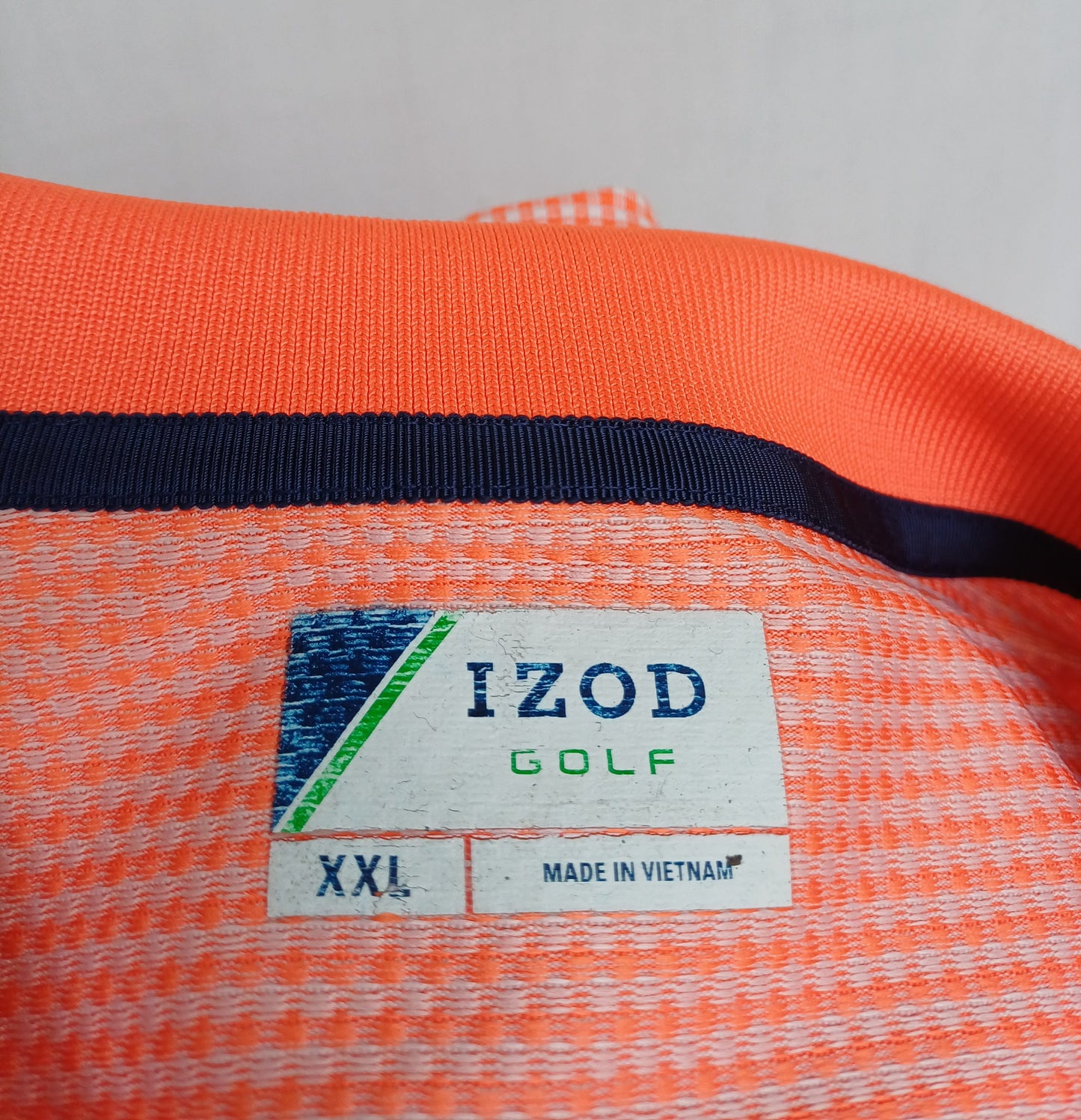 Izod Button Check Golf Polo Shirt Mens 2XL