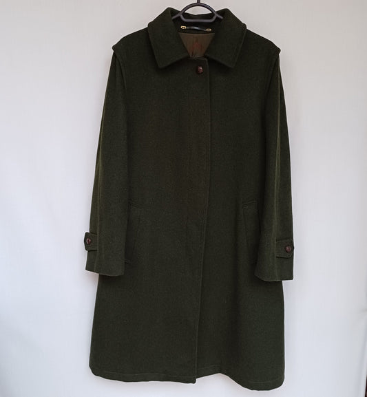 Salko Pischl Loden Tirol Plaid Lining Womens Wool Button Coat Overcoat EU 42/Large