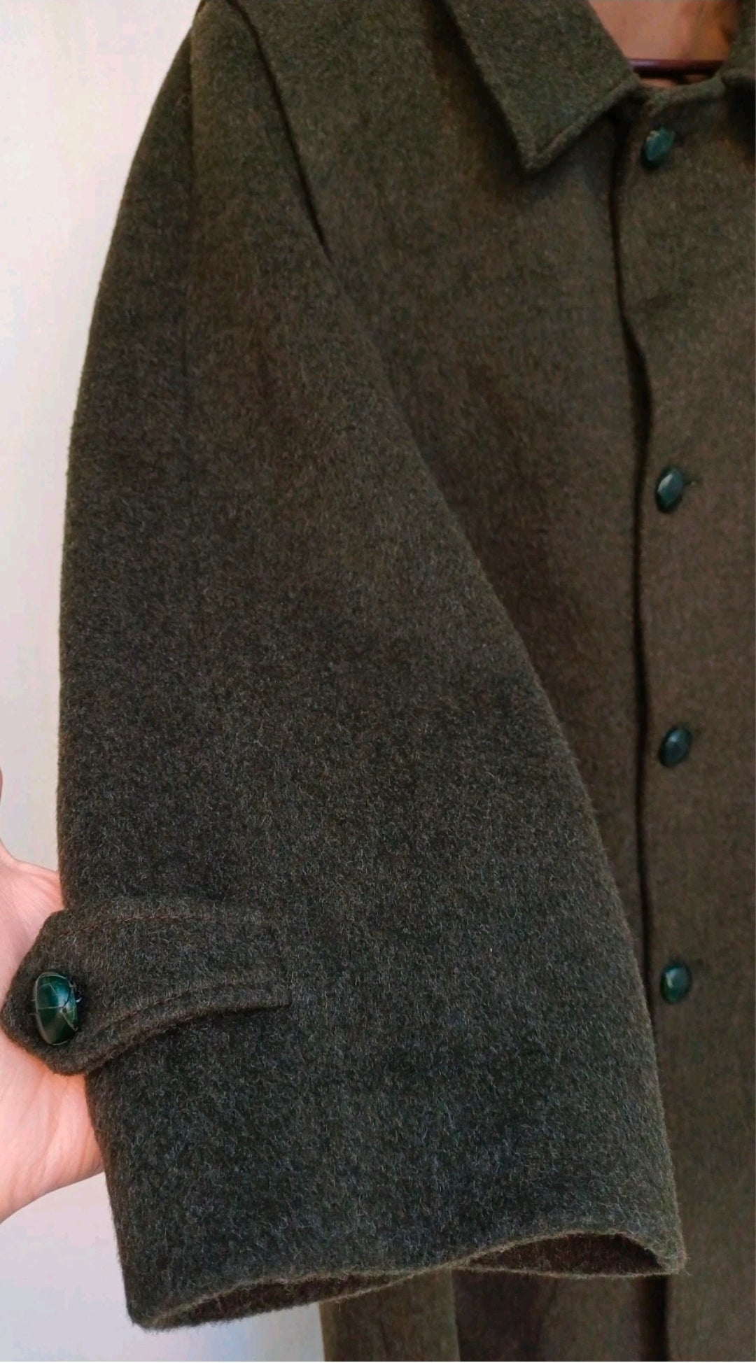 Vintage Alpen Loden Impragniert Mens Wool Button Coat Overcoat Size EU 48