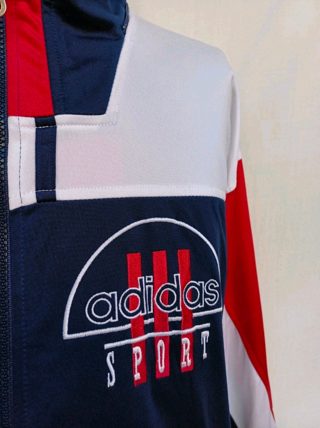 Vintage 90s Adidas Sport Zip Track Top Jacket Striped Mens M