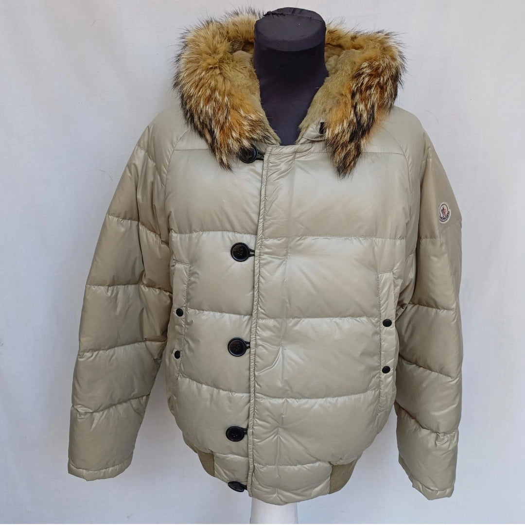 Moncler Bulgarie Real Fur Ski Zip/Button Quilted Puffer Down Jacket Size 2/Mens M