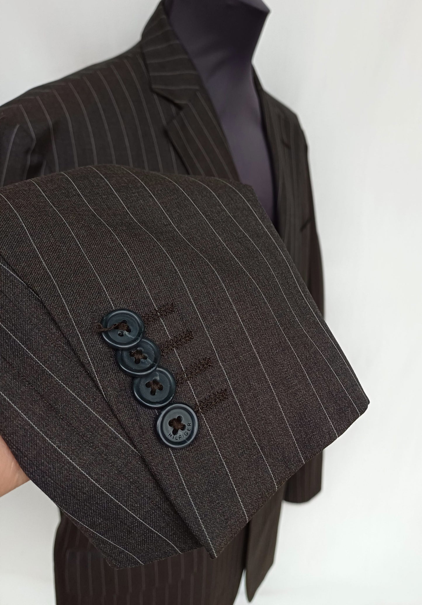 Tommy Hilfiger Wool Striped Mens Button Blazer Jacket Size EU 52