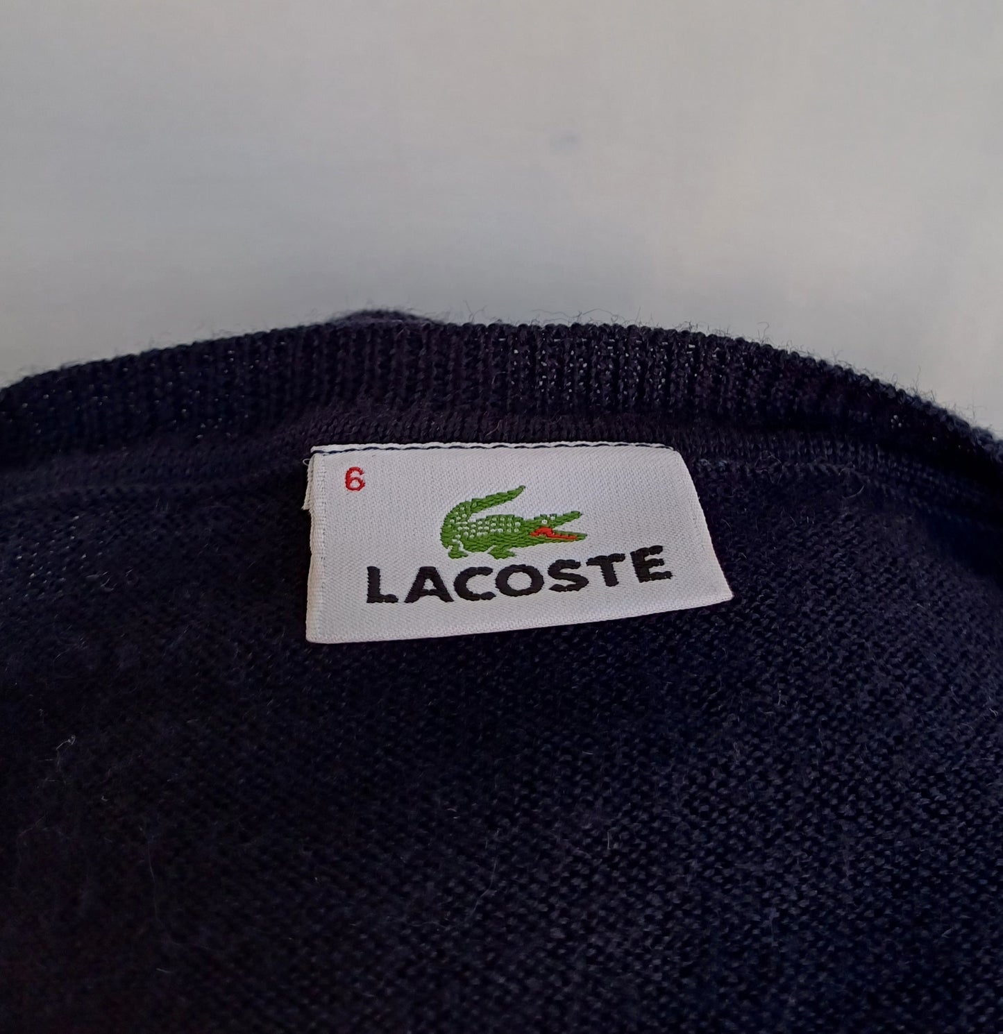 Lacoste Pure Wool V-Neck Pullover Knit Sweater Size 6/Mens XL