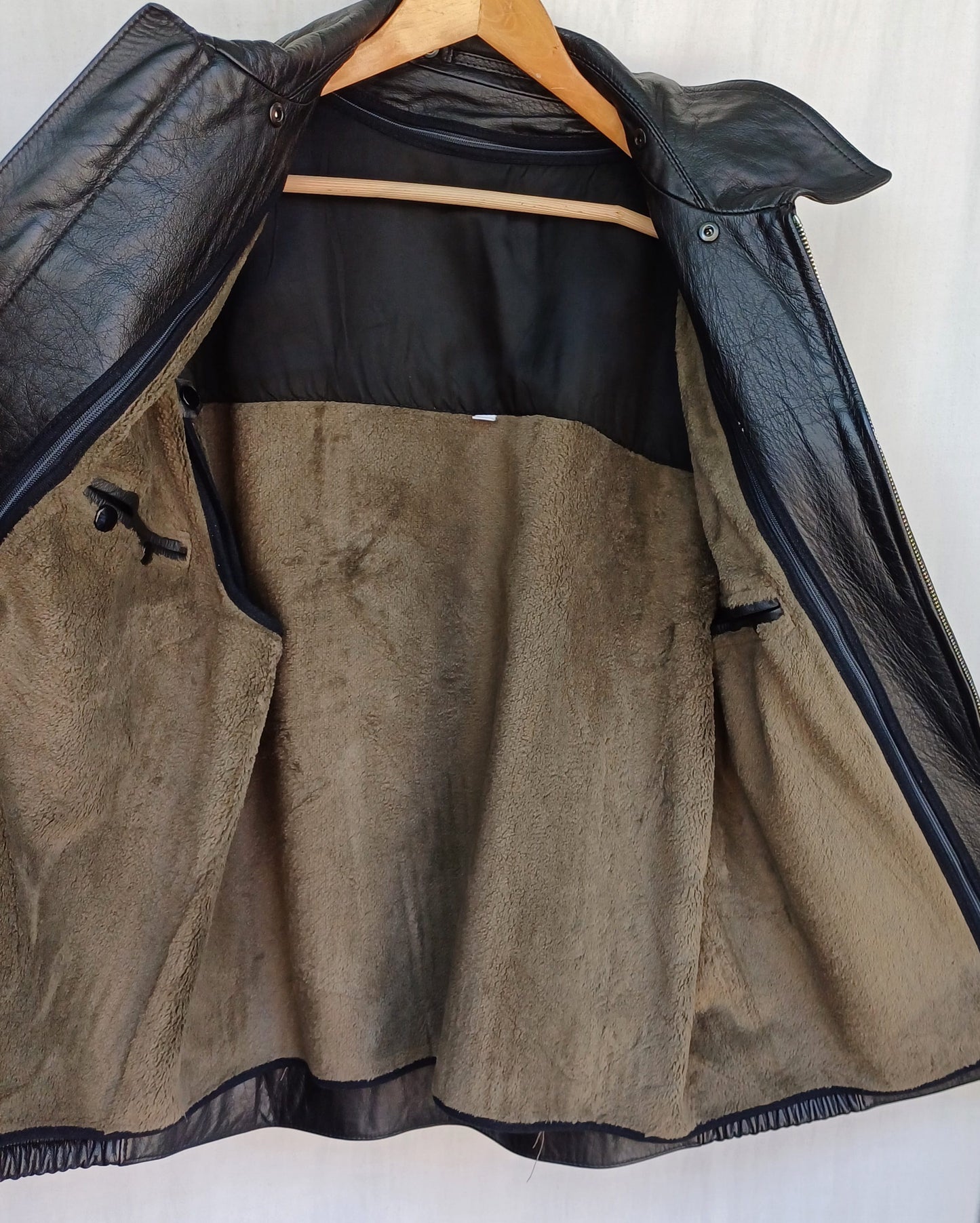 Vintage 1992 German Police Real Leather Jacket With Removable Fleece Lining Mens 2XL