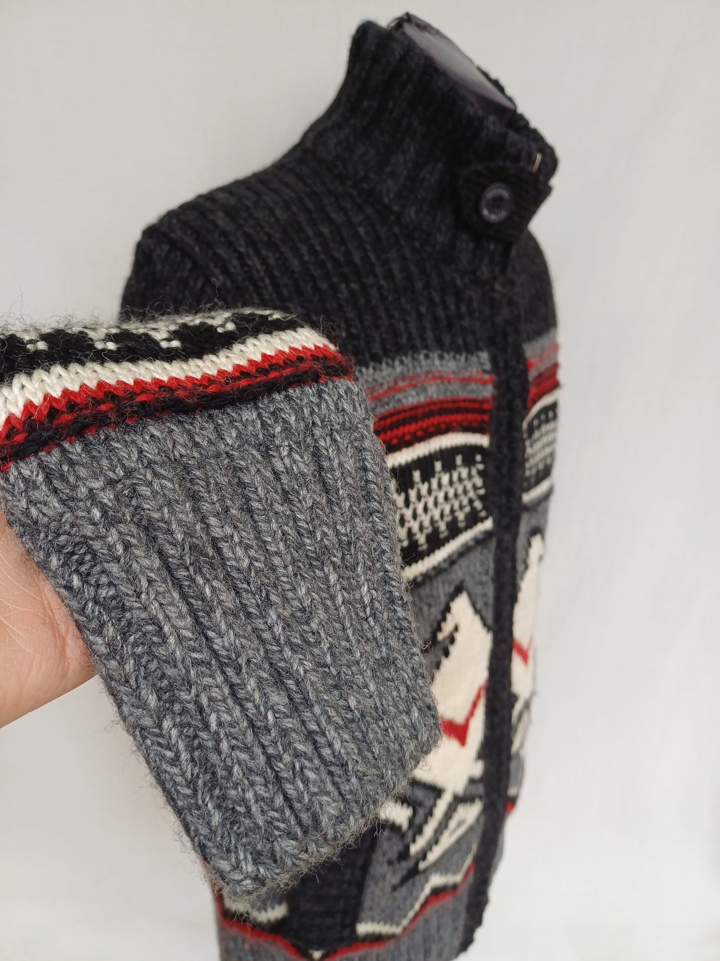 Superdry Icon Brynner Full Zip Fleece lined Knit Cardigan Sweater Jacket Mens M