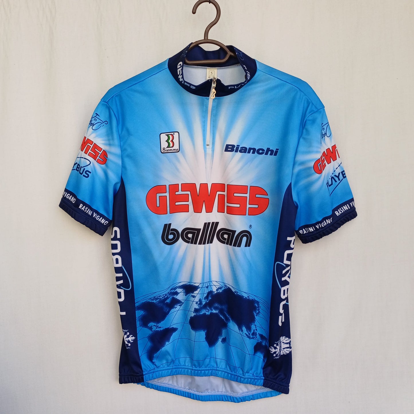 Vintage Gewiss Ballan Biemme Short Sleeve Cycling Jersey Mens XL Fits L