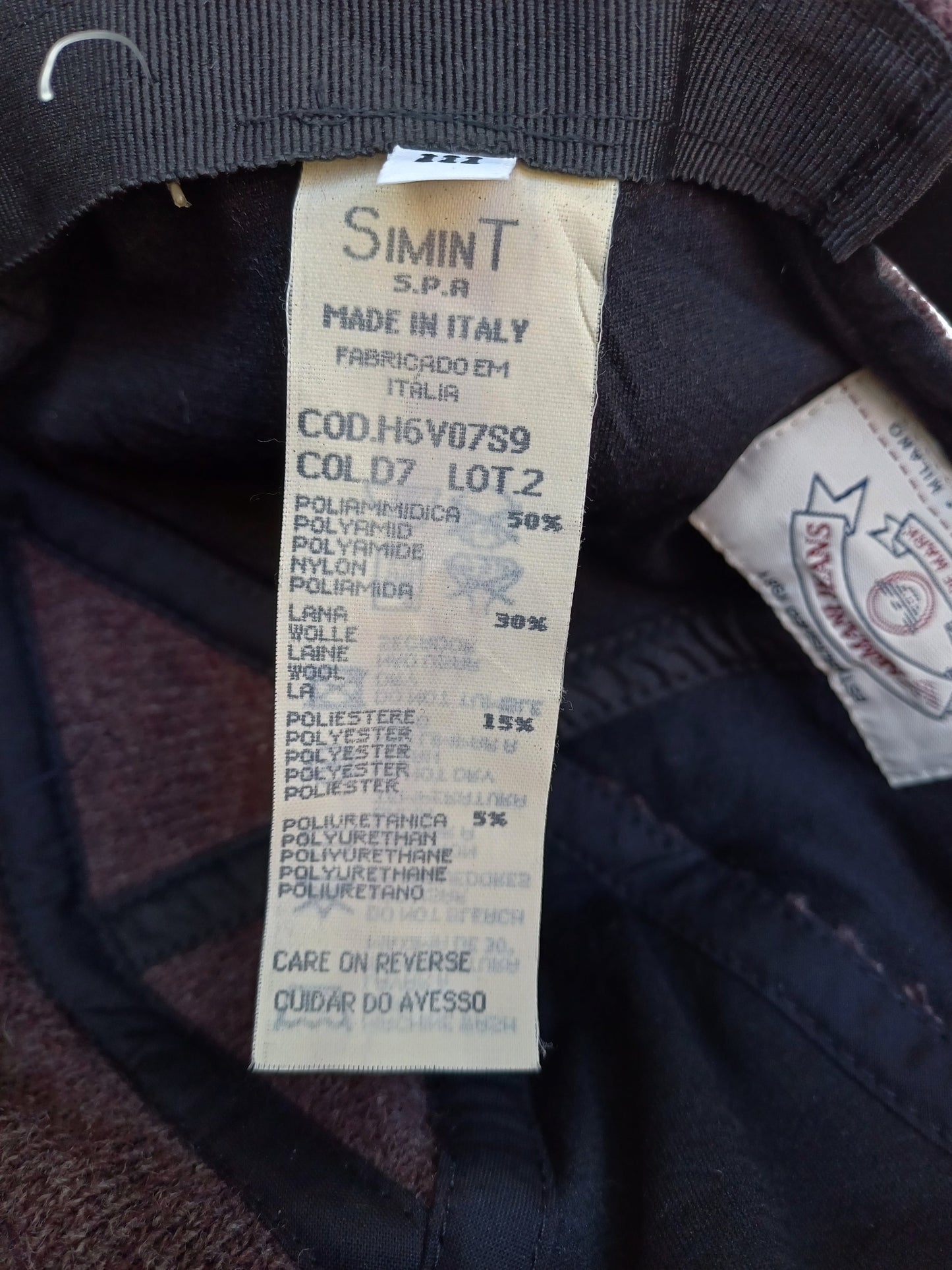 Vintage Armani Jeans 7 Panel Wool Cap/Hat Mens Medium/56 cm