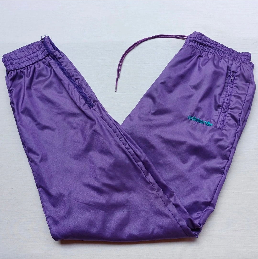 Vintage Adidas Shiny Nylon Zip Track Pants Trousers Size 4/Mens M