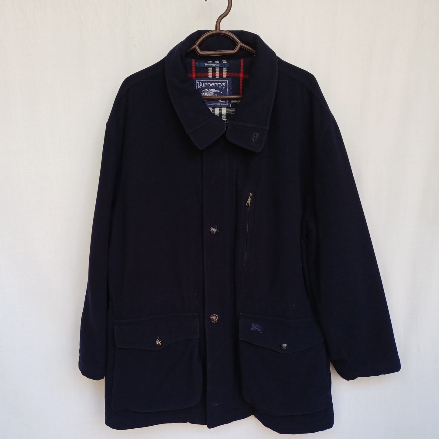 Vintage Burberrys Nova Check Lining Mens Wool Coat Overcoat Size EU 48