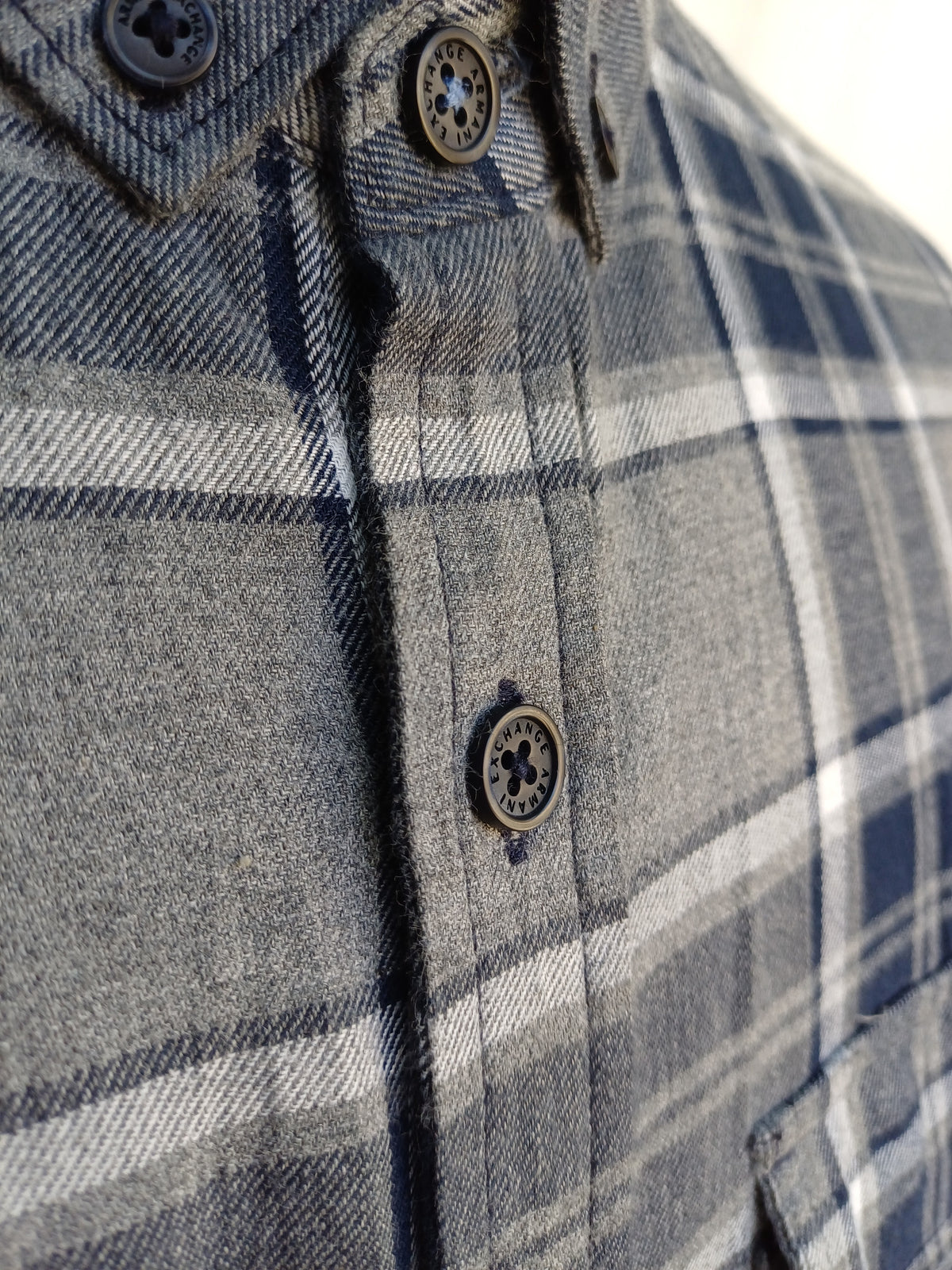 Armani Exchange Regular Fit Cotton Plaid Button-Down Shirt Mens XL