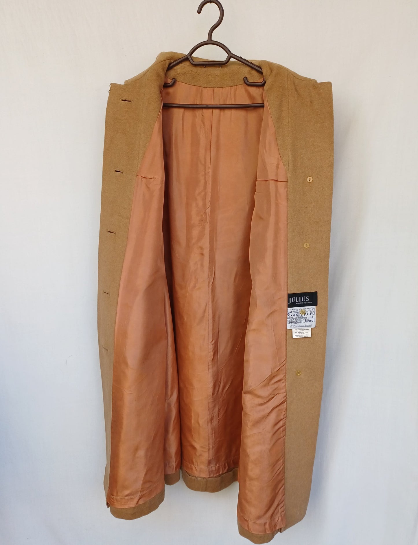 Vintage Julius Womens Button Cashmere/Wool Coat Size UK 17/EU 44/Large