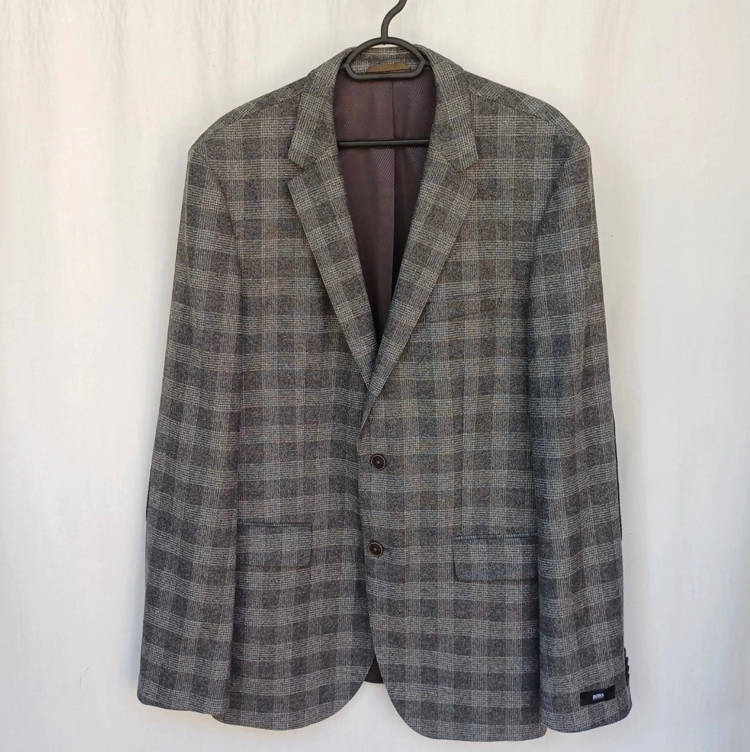 New Without Tags Hugo Boss "The Smith5" Wool Check Mens Button Blazer Jacket US 42 Long