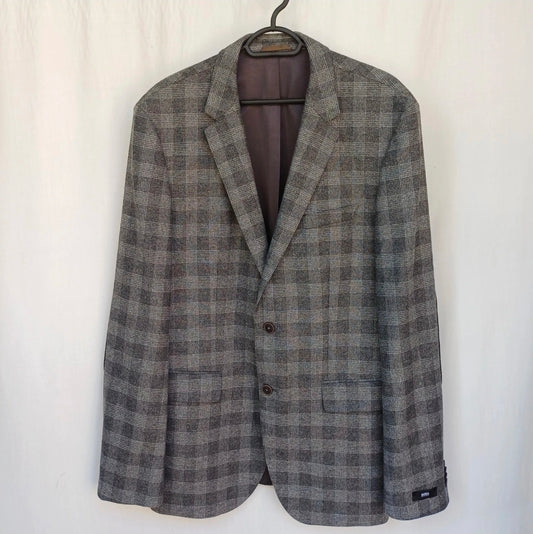 New Without Tags Hugo Boss "The Smith5" Wool Check Mens Button Blazer Jacket US 42 Long