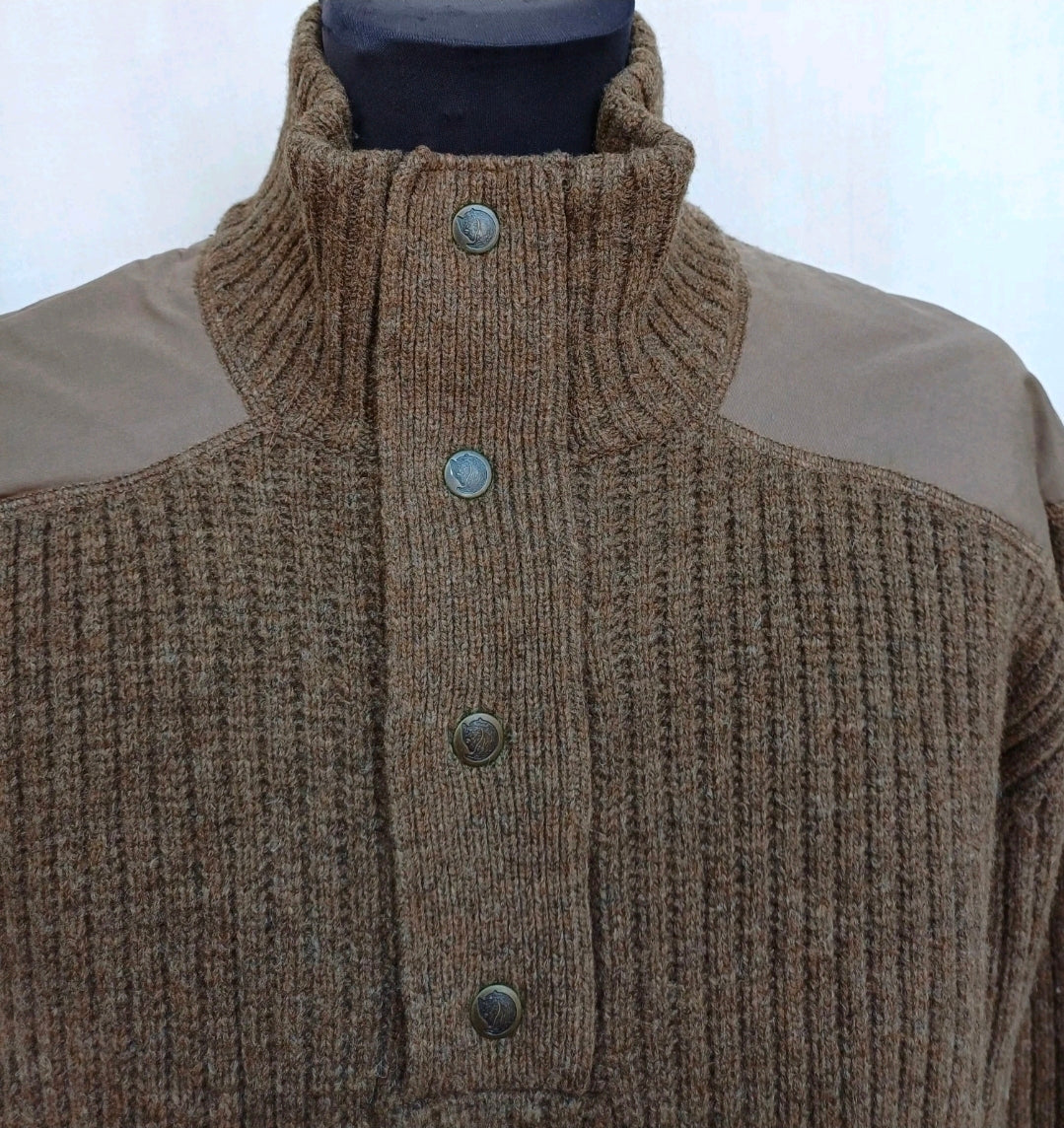 Fjallraven Varmland T-Neck Zip/Snap Wool Knit Sweater Jumper Pullover Mens 2XL