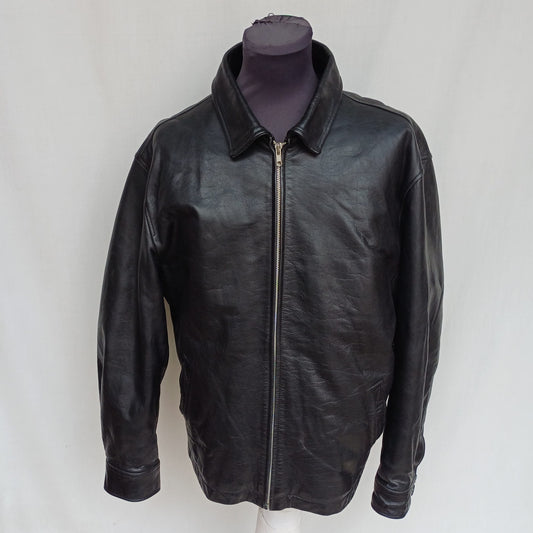 Vintage GAP Padded Quilted Lining Leather Jacket Mens L