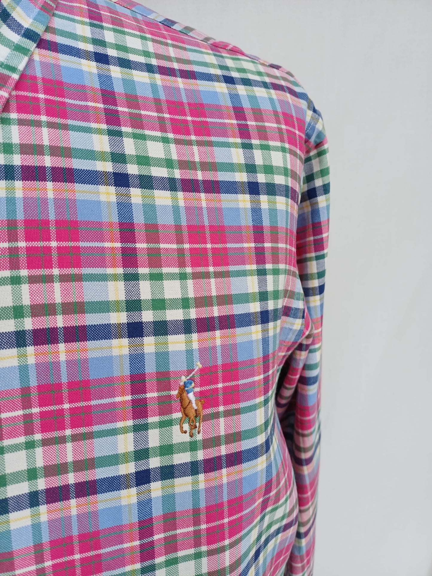 Vintage Polo Ralph Lauren Slim Fit button down Check Cotton shirt Mens L