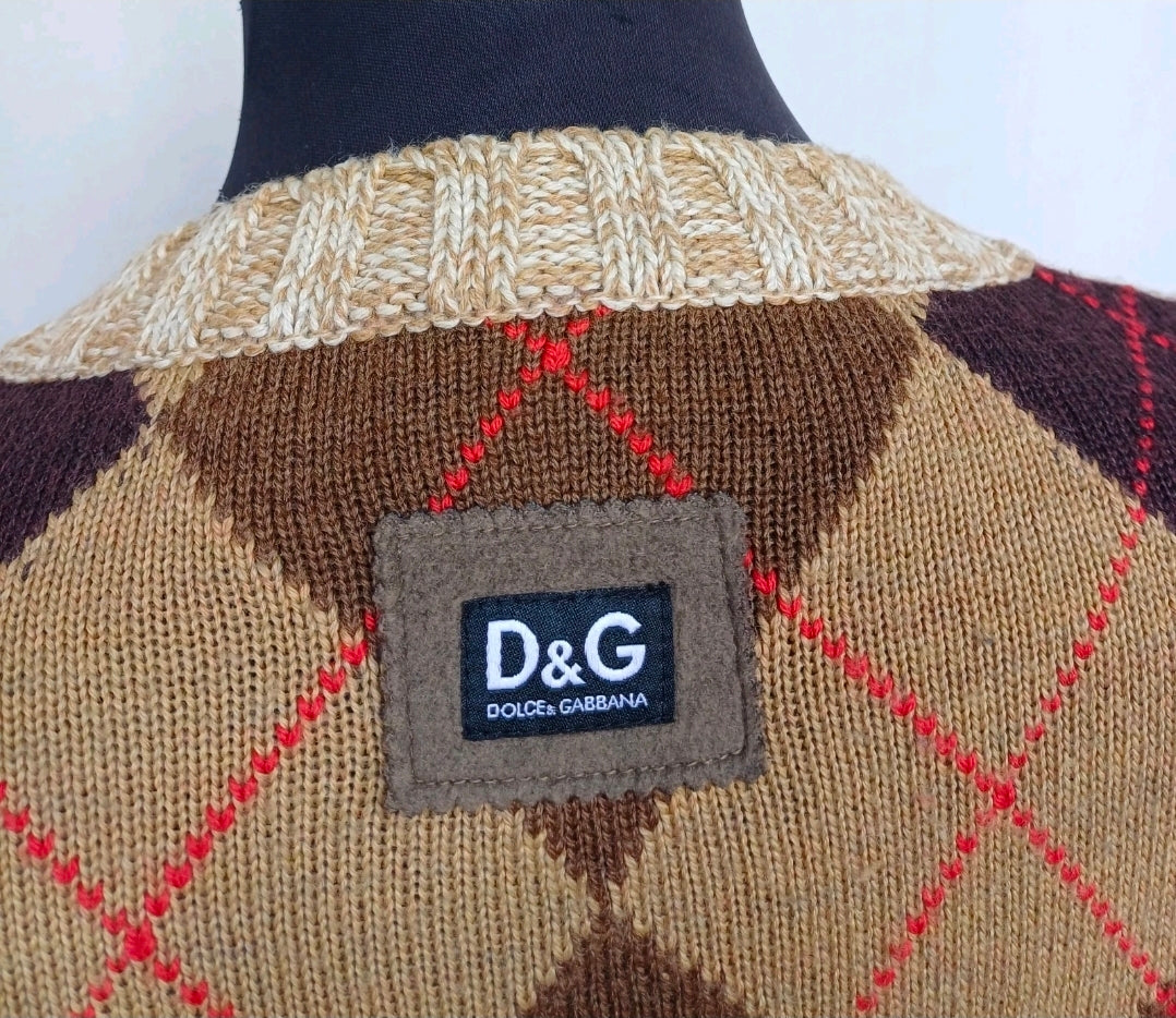 Dolce &Gabbana D&G Wool/Alpaca Knit/Argyle Pullover Sweater Jumper EU 50/US 36