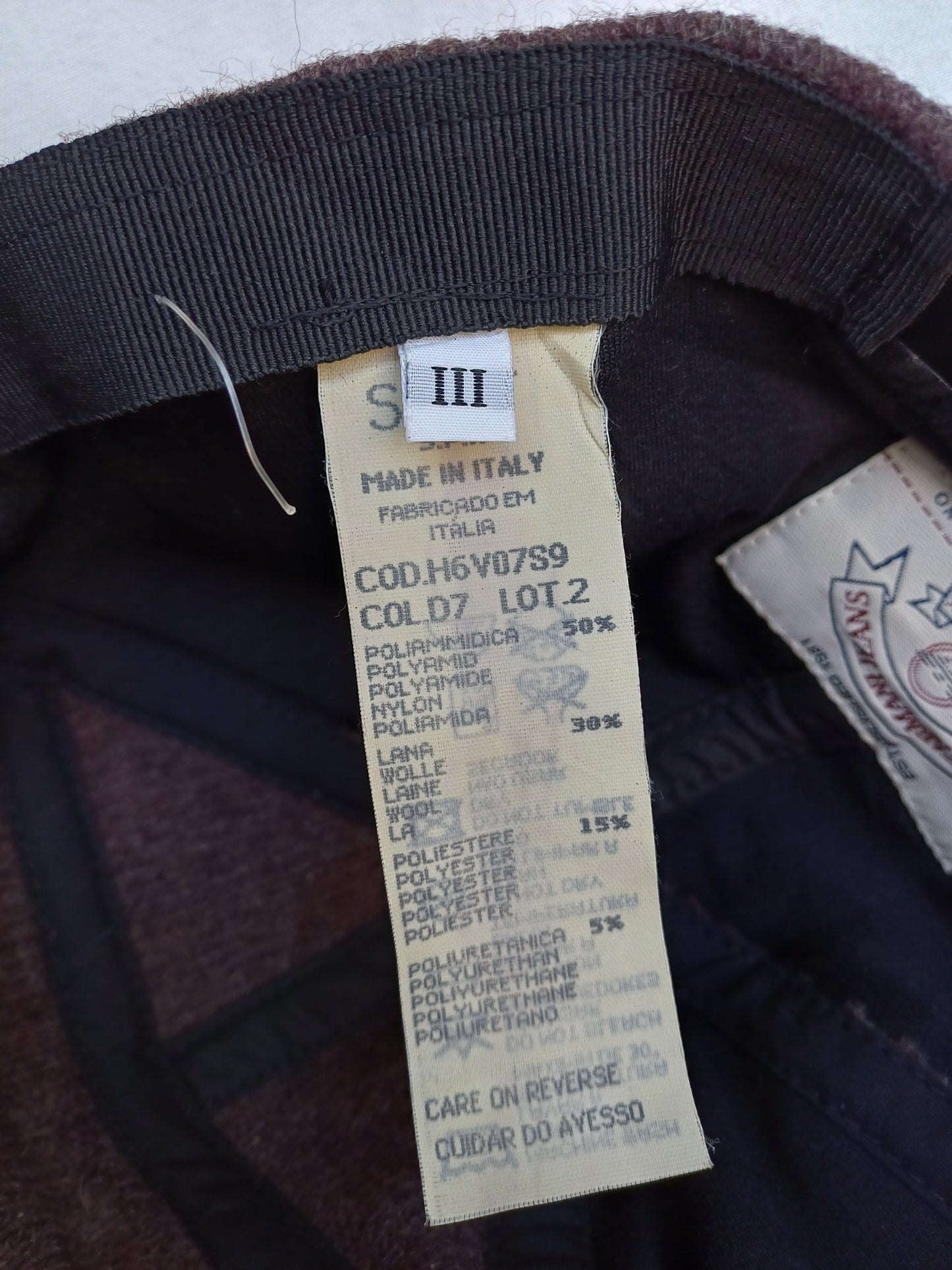 Vintage Armani Jeans 7 Panel Wool Cap/Hat Mens Medium/56 cm