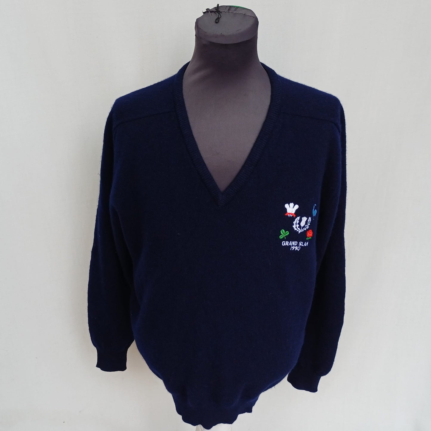 Vintage Pringle Sports Gand Slam 1990 V-Neck Pullover Sweater Mens L