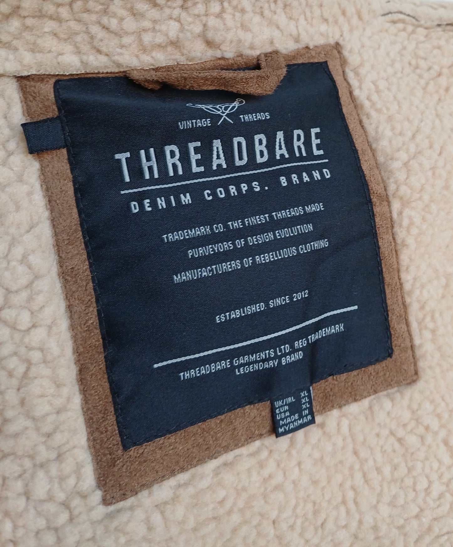 Threadbare Faux Shearling Fur Jacket Mens XL