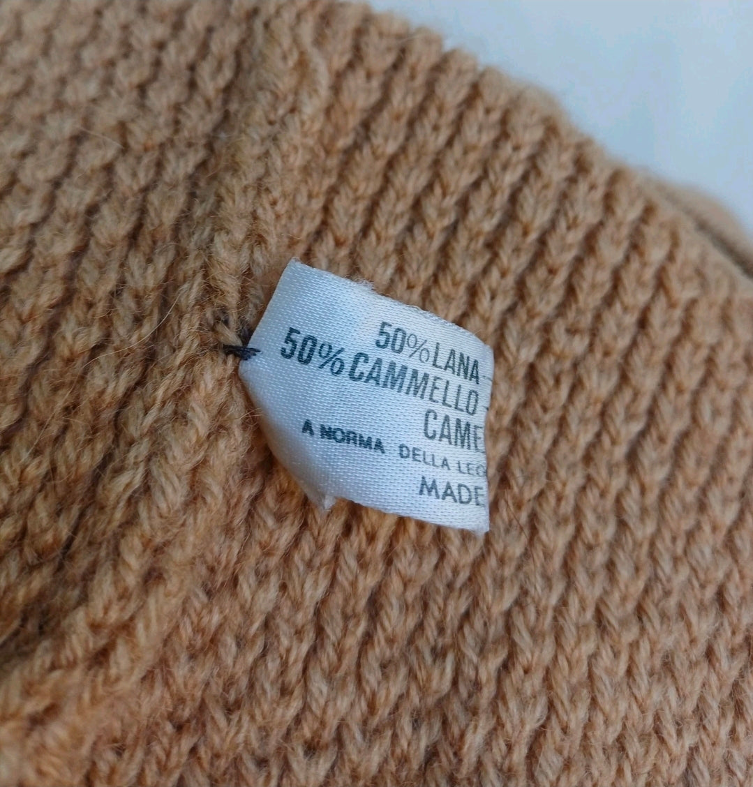 Vintage Richard Paris Grand Camel Hair/Wool Knit Button Cardigan Mens XL