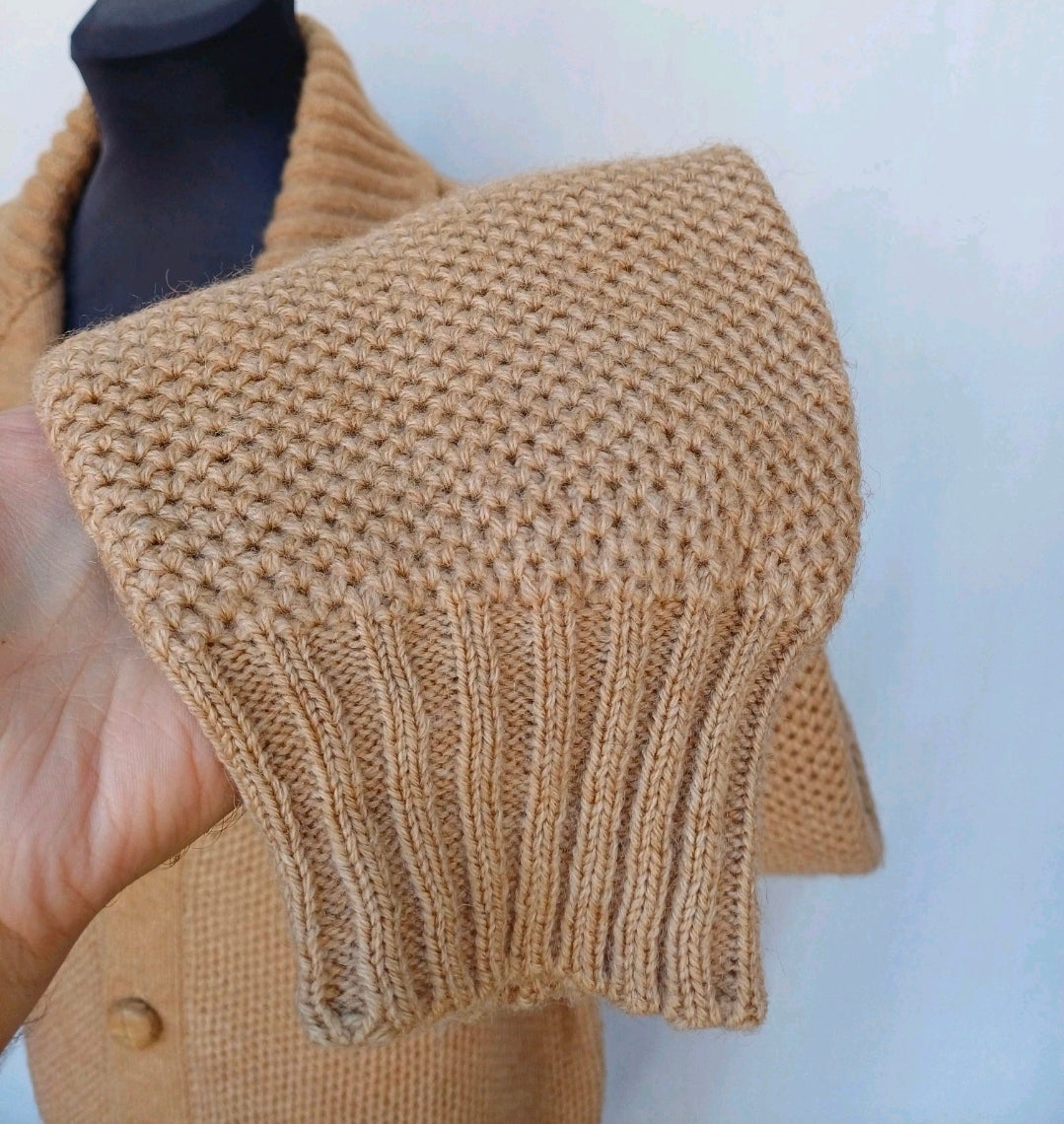 Vintage Richard Paris Grand Camel Hair/Wool Knit Button Cardigan Mens XL