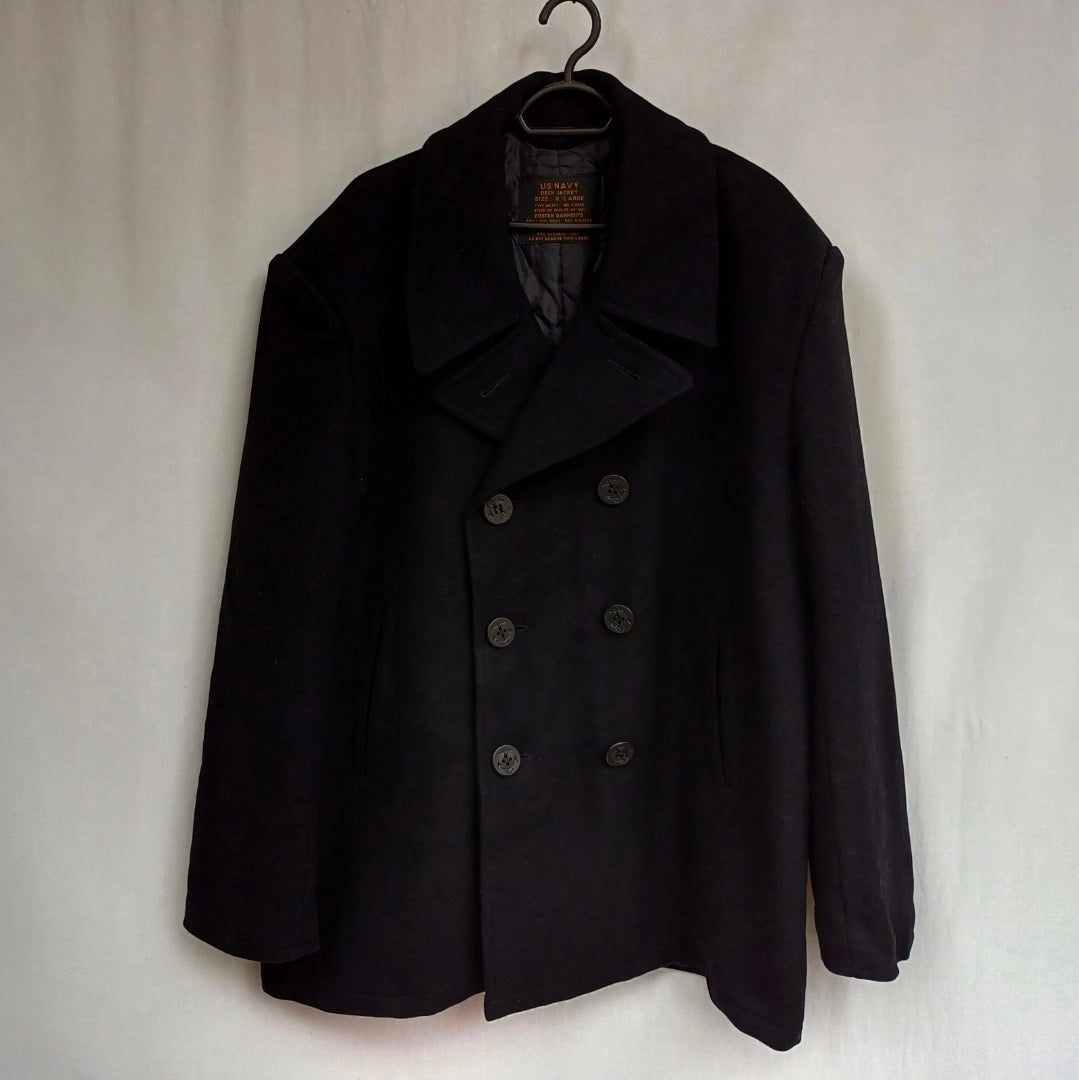 Fostex US Navy Quilted Lining Mens Wool Button Deck Jacket Coat Size XL