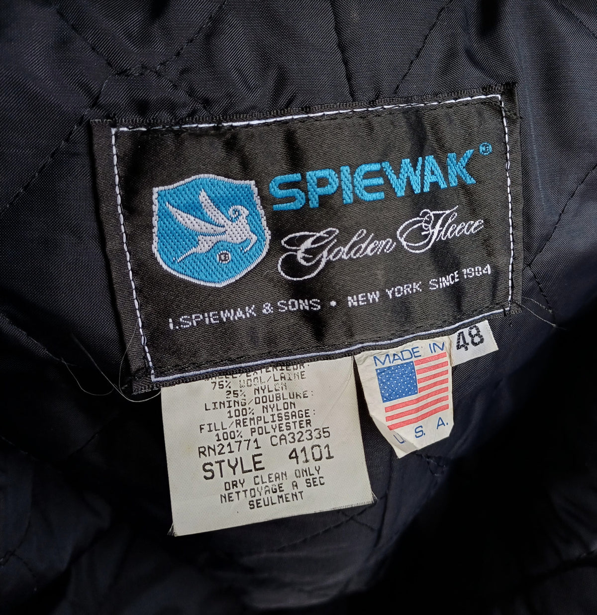 Vintage Spiewak Quilted Lining Wool Button Pea Coat US 48/ Mens 2XL