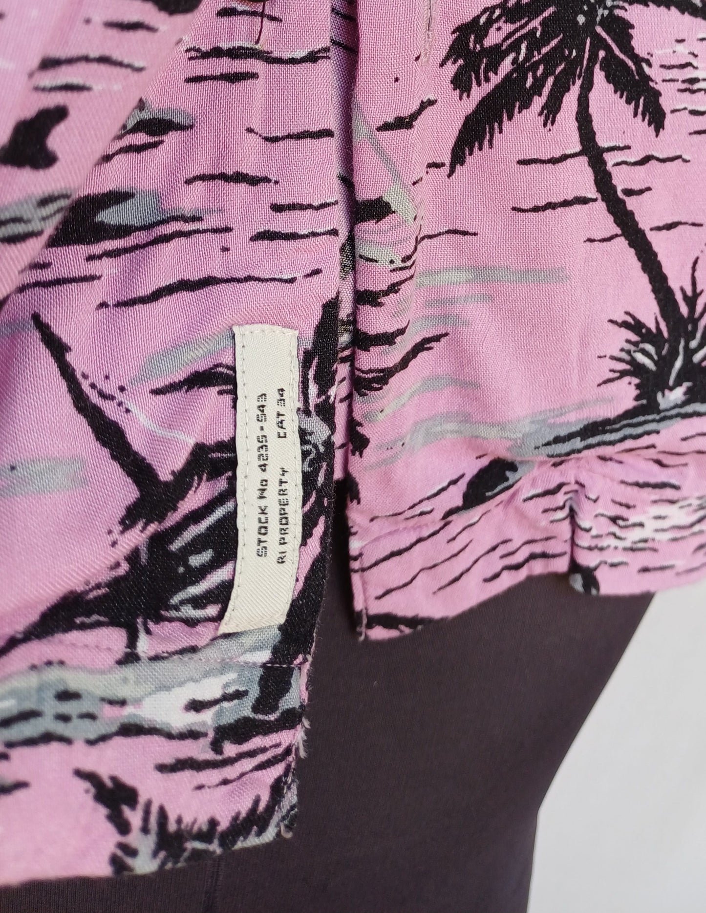 River Island Palm Tree Button Revere Shirt Mens L