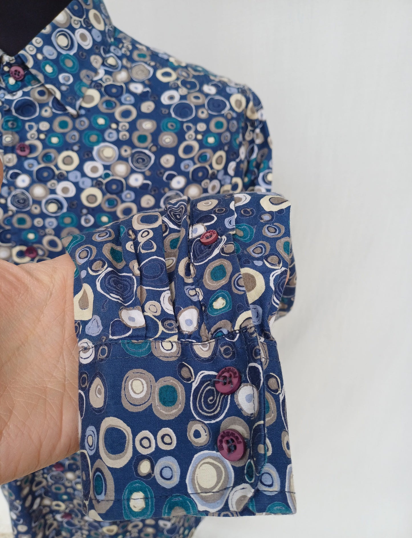 Desigual Regular Fit All Over Circle Cotton Button-Up Shirt Mens S