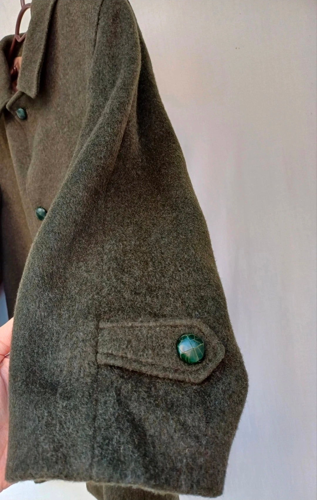 Vintage Alpen Loden Impragniert Mens Wool Button Coat Overcoat Size EU 48