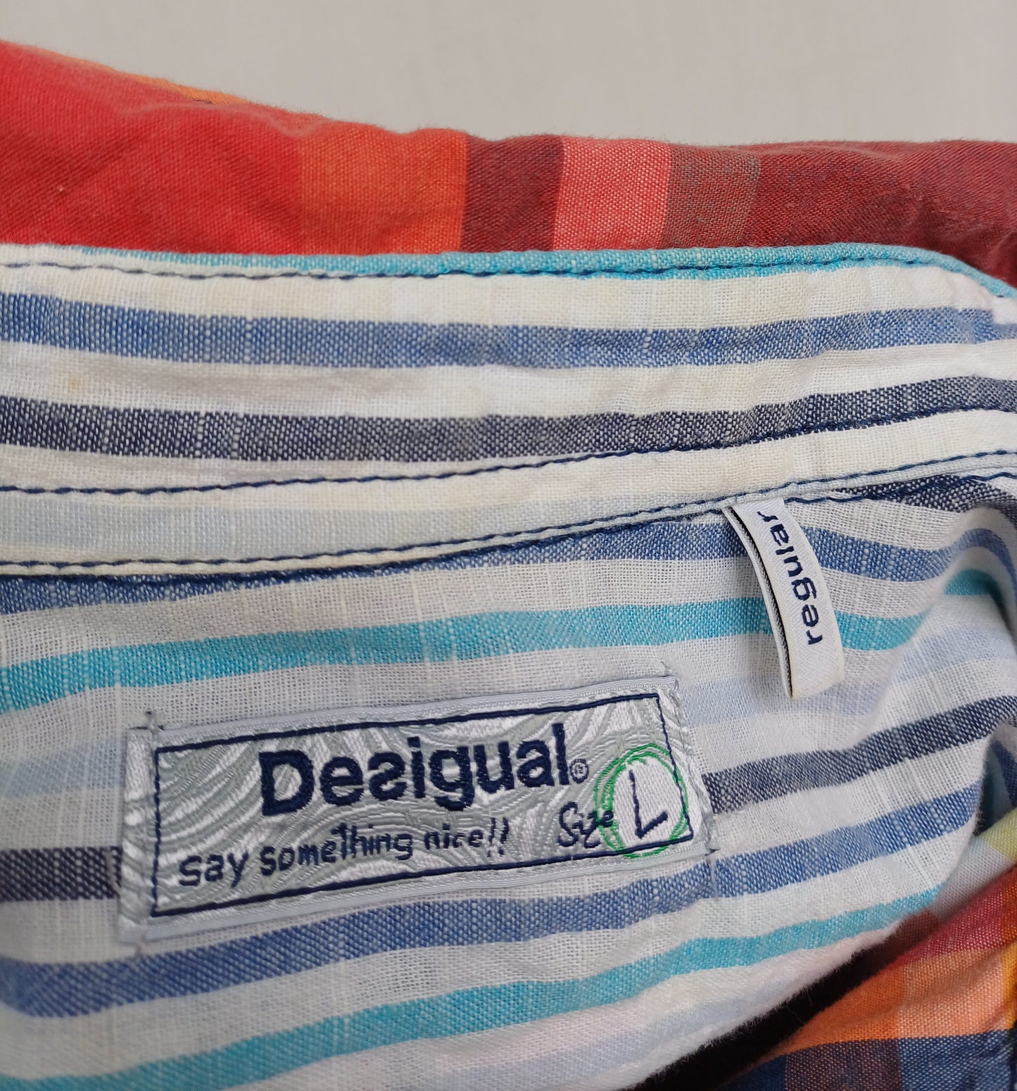 Desigual "Ready To Go" Regular Fit Cotton Button-Up Shirt Mens L