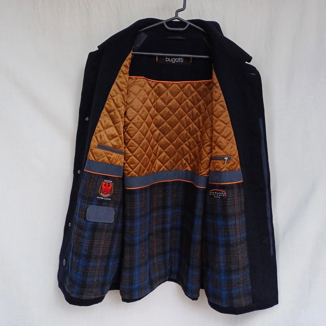 Bugatti Echter Alpen Loden Mens Wool Button Coat Long Overcoat Size 54