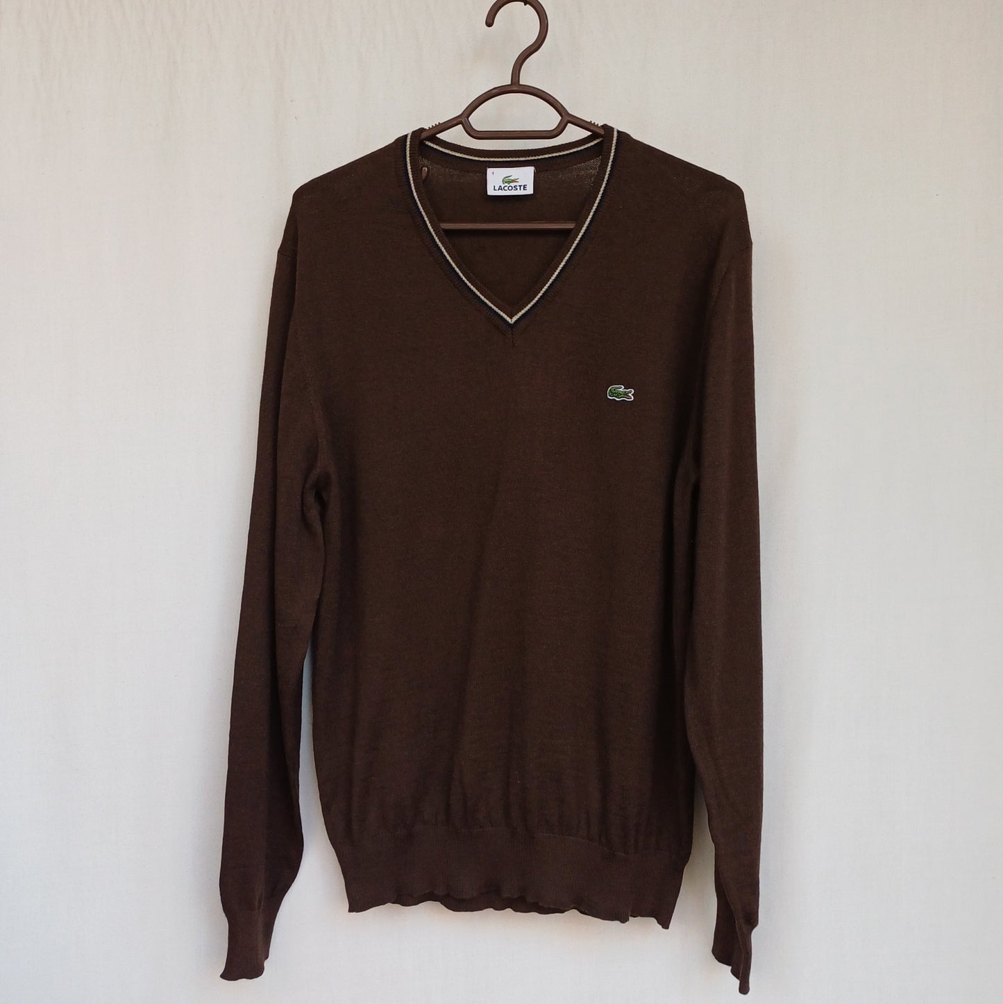 LaCoste Wool/Acrylic V-Neck Pullover Sweater Size 4/Mens Medium