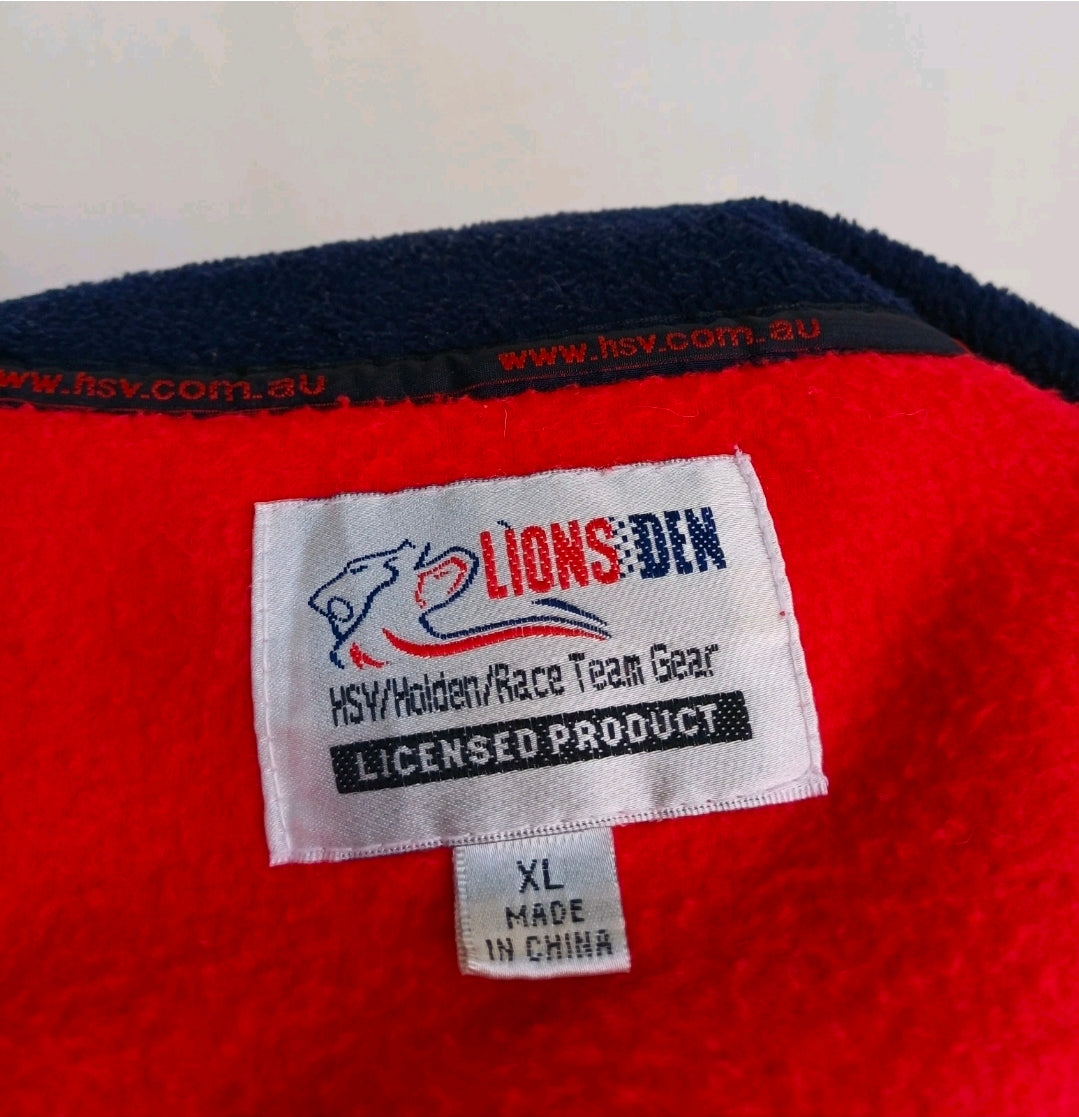 Vintage Holden Racing Team HSV Lions Den Zip Fleece Pullover Sweater Mens XL