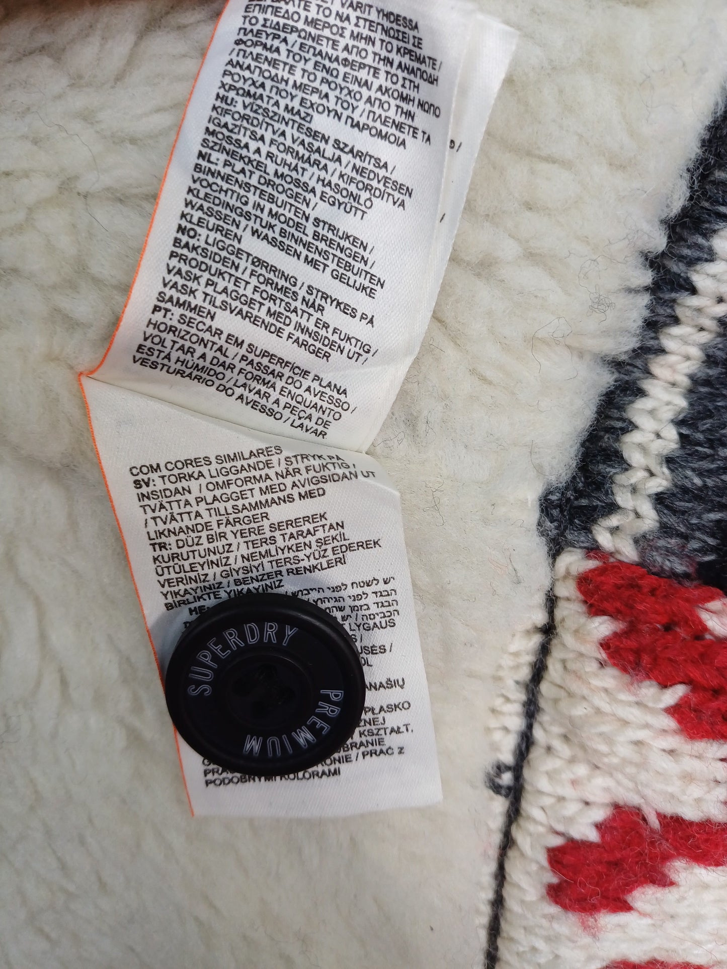 Superdry Icon Brynner Full Zip Fleece lined Knit Cardigan Sweater Jacket Mens M