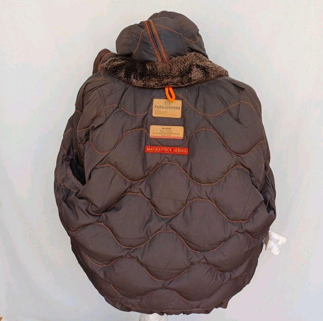 Parajumpers Real Fur Bomber Down Jacket W/Removable Lining Mens M