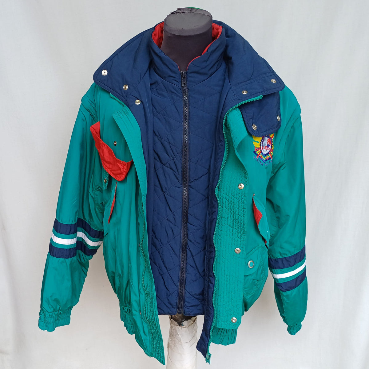 Vintage 90s Daniel Hechter Double Zipper Padded Ski Jacket Size 48/Mens S/M