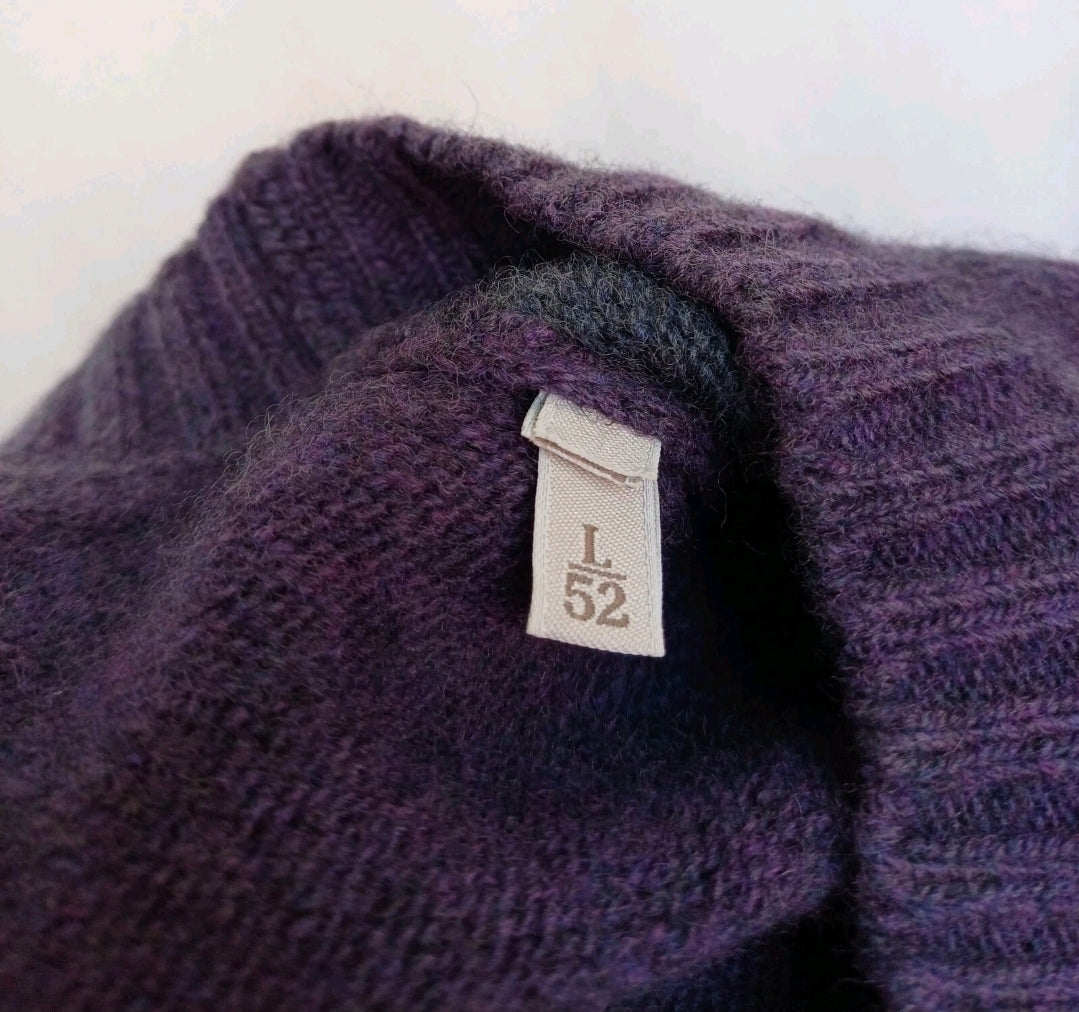 Ermenegildo Zegna Argyle Wool Crew Neck Pullover Sweater Purple Mens L