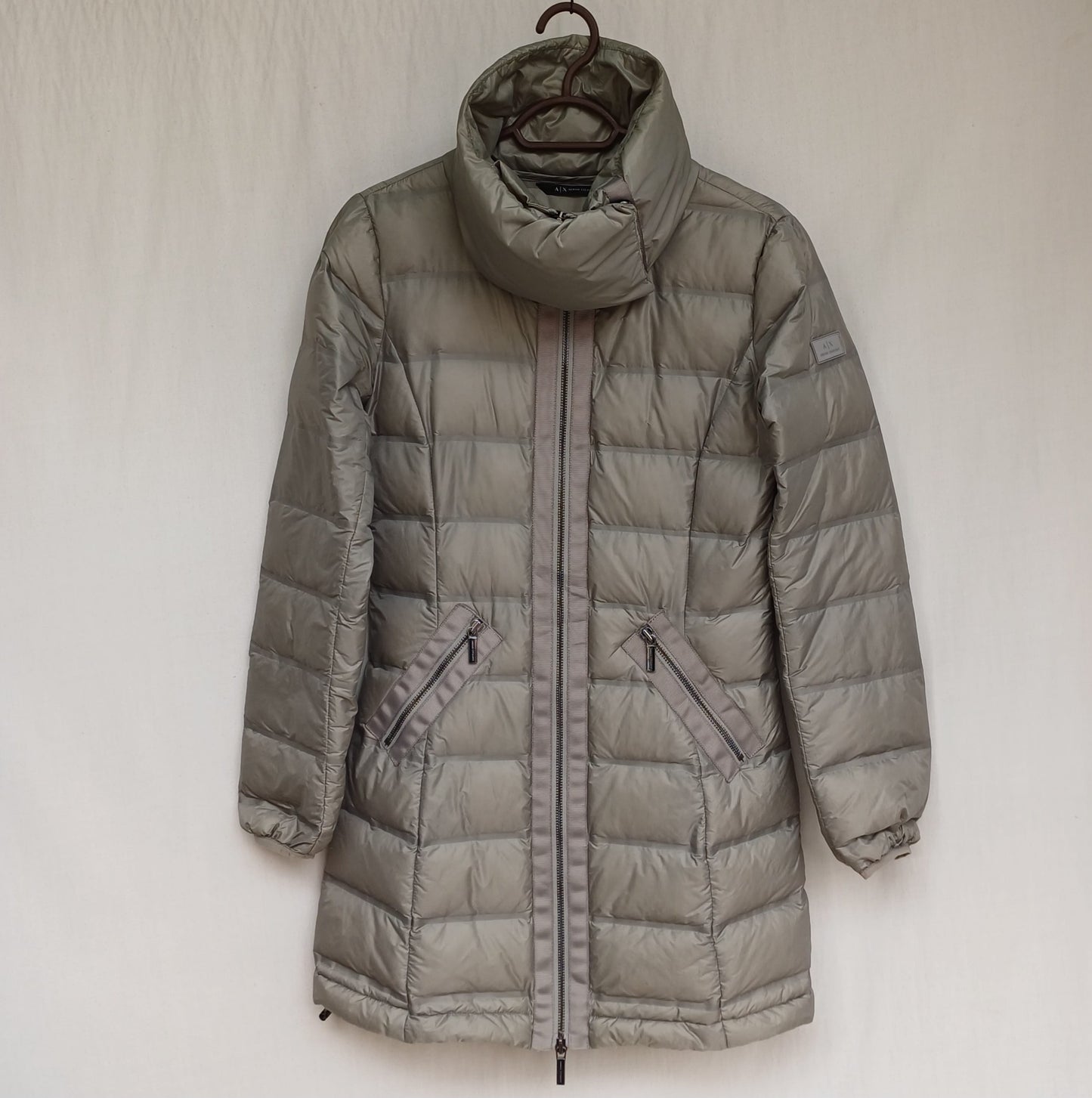 Armani Exchange Womens Zip Quilted Puffer Down Long Jacket Size XS