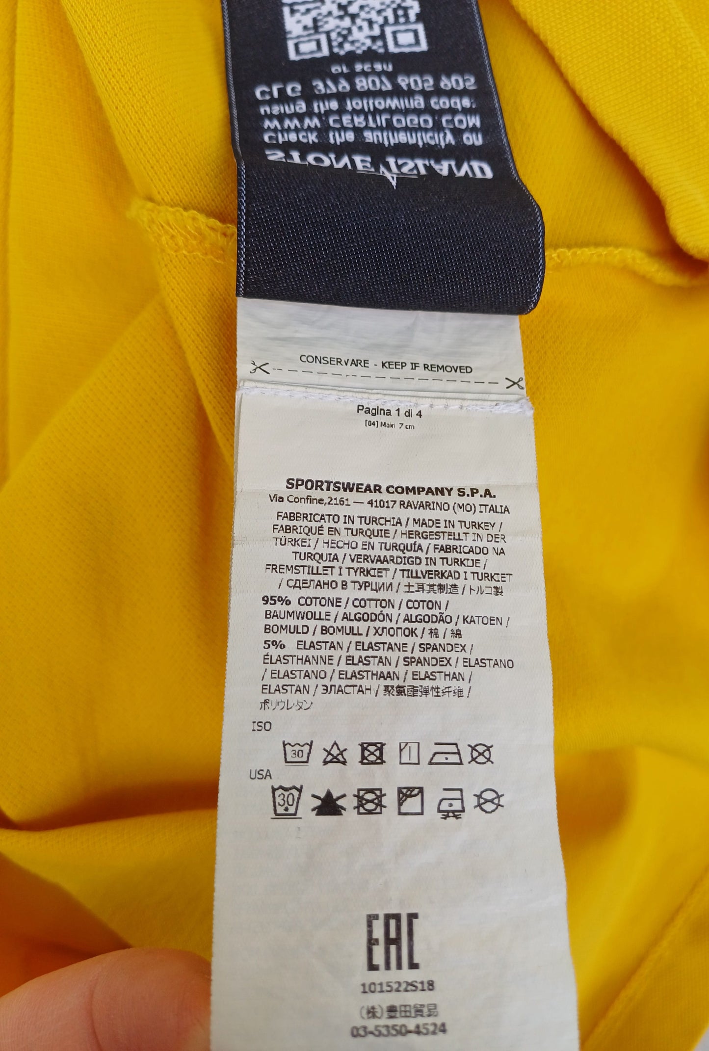 Stone Island Slim Fit Cotton Polo Button Shirt Mens S