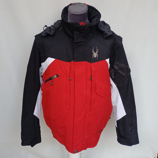 Vintage Spyder Dermizax Full Zip Ski Hooded Jacket W/Removable Sleeves Mens L