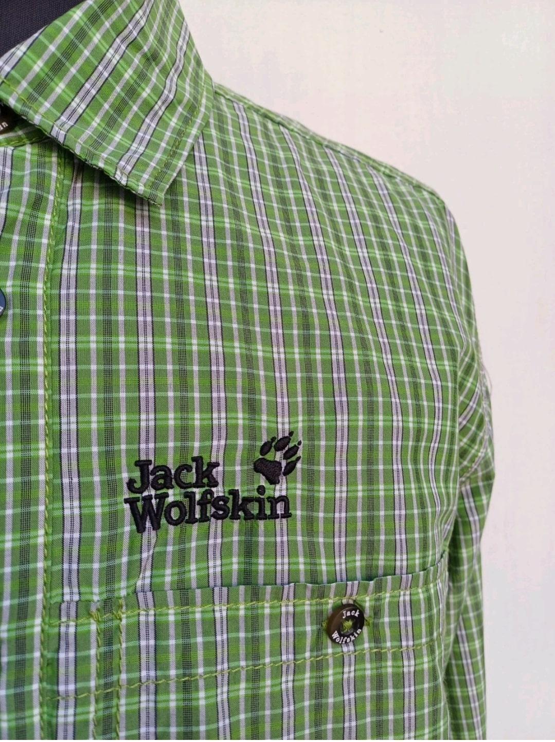 Jack Wolfskin QMC Plaid Outdoor button-UP Long Sleeve shirt Mens S