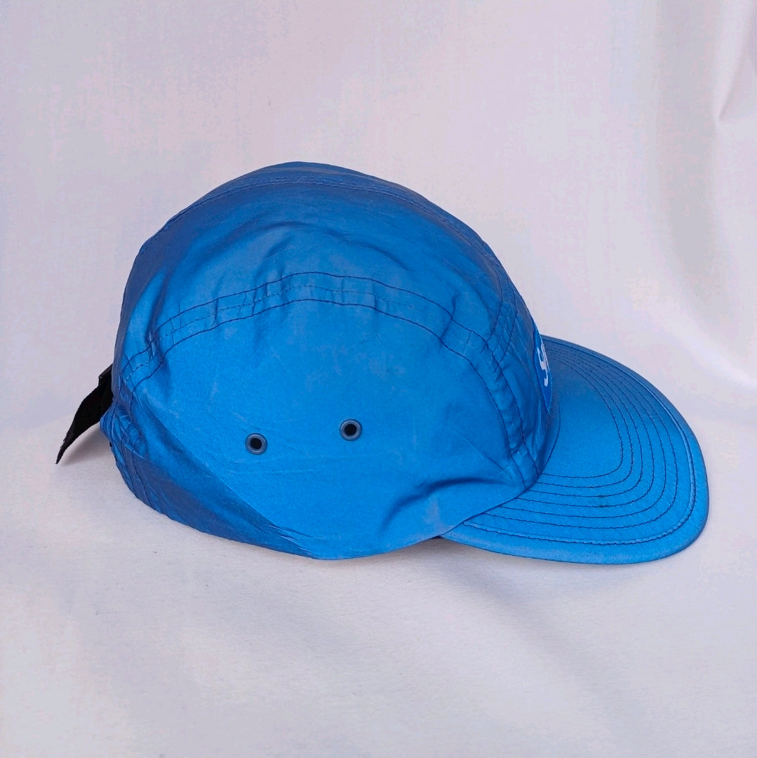 Supreme 5 Panel Reflective Camp Cap Blue Front Logo Hat One Size Adjustable